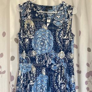 NWT New Directions Sleeveless Dress, Blue, Medium